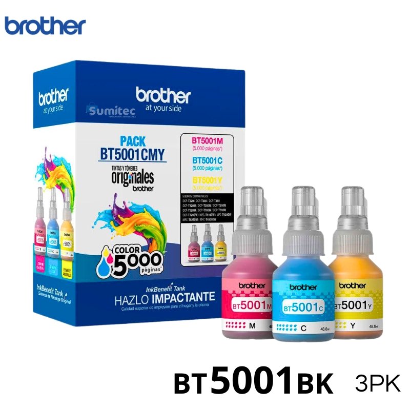 TRIPACK BROTHER BT5001-3PK Cyan, Yellow, Magenta