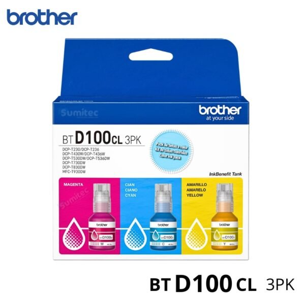 Tripack de Tintas Brother BTD100CL 3PK Colores