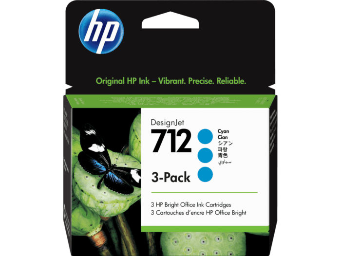 Pack de 3 Cartuchos de Tinta HP DesignJet 712 Cian de 29 ml