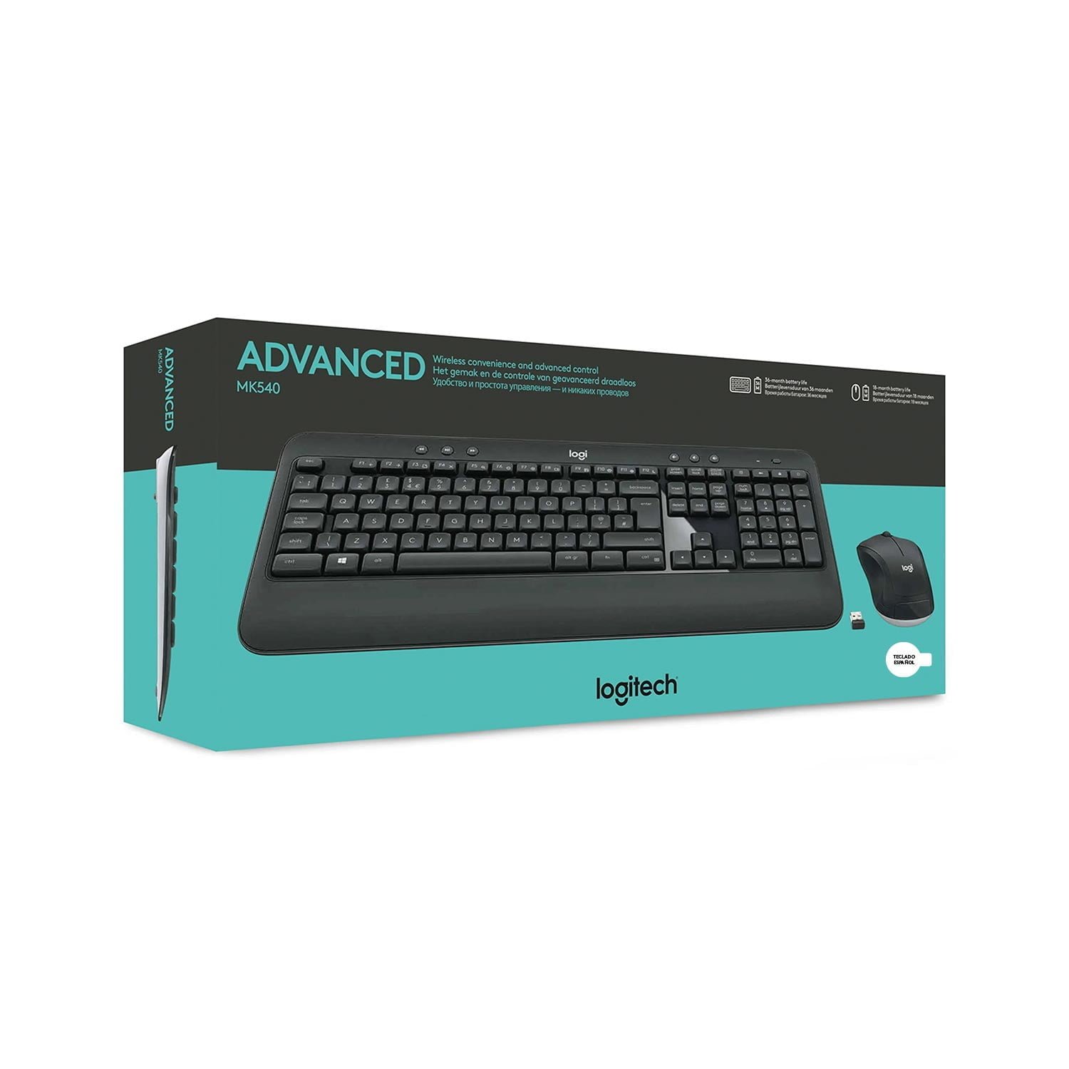 Teclado Logitech Advanced+Mouse Mk540 Wireless Usb Sp Black