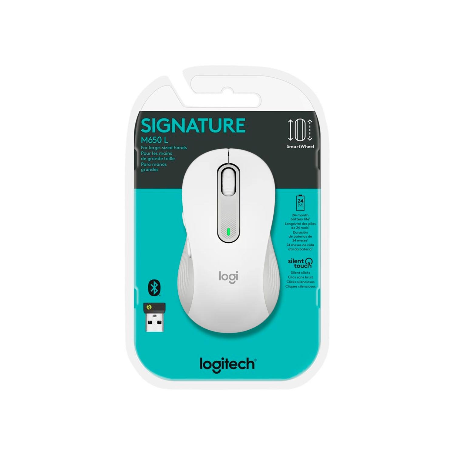 Mouse Logitech Signature M650 Silent Large Wireless/Bluetooth White